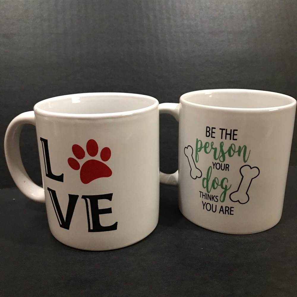 Dog Lover Coffee Tea Mugs Set of 2 Ceramic 12oz Kitchy School Dorm Room Office